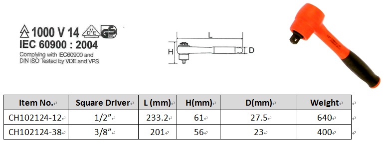 1000V Insulated Ratchet Handle