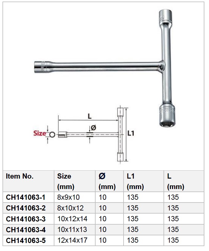 Fixed T type 3Way Socket Wrench