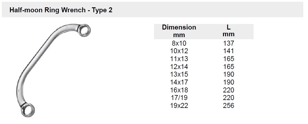 Half-moon Ring Wrench - Type 2