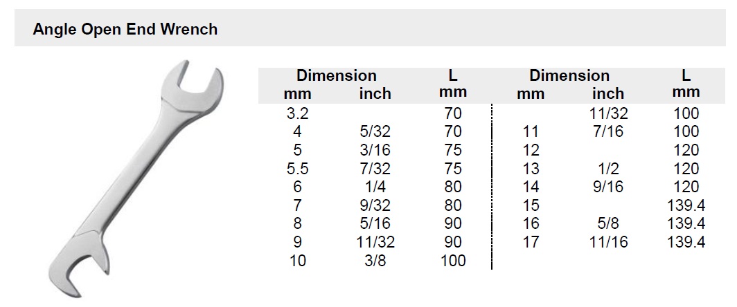 Angle Open End Wrench