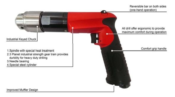 1/2 H.D. Air Reversible Drill(1000RPM)