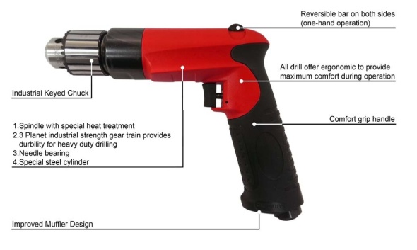 3/8 H.D. Air Reversible Drill(3000RPM)