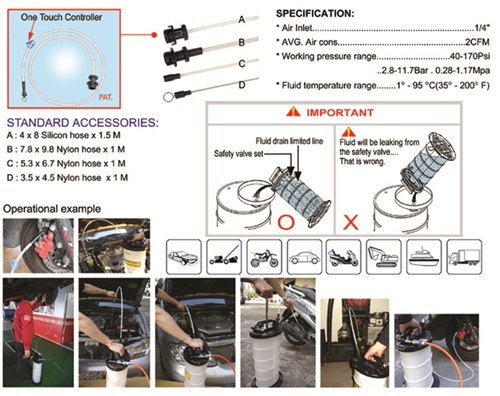 Pneumatic/ Manual Operation Fluid Extractor PAT. 